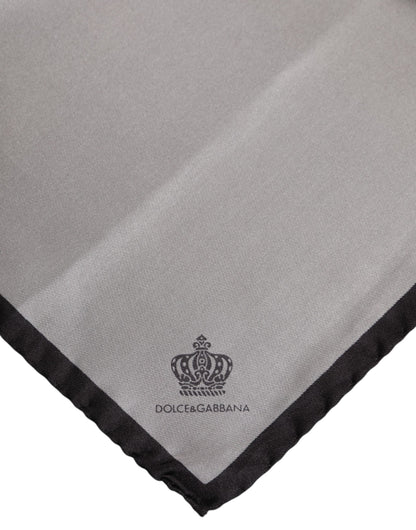 Dolce & Gabbana Gray DG Crown Silk Square Men Foulard Scarf