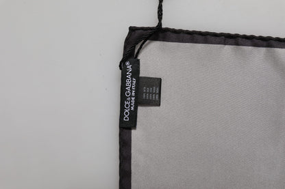 Dolce & Gabbana Gray DG Crown Silk Square Men Foulard Scarf