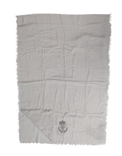 Dolce & Gabbana Gray DG Crown Neck Warmer Wrap Shawl Scarf