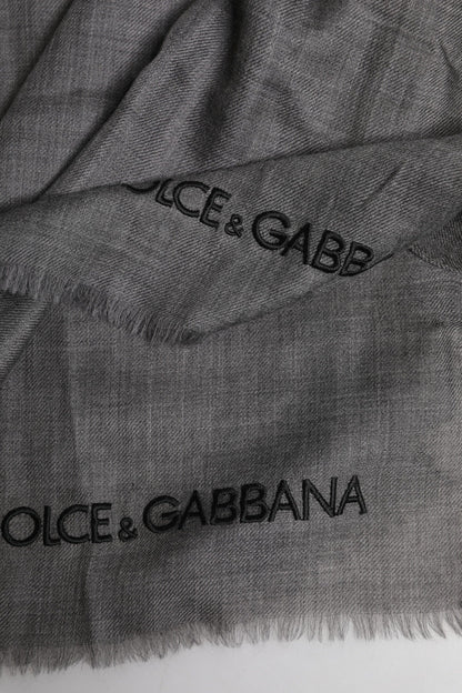 Dolce & Gabbana Gray Logo Print Neck Warmer Wrap Shawl Scarf