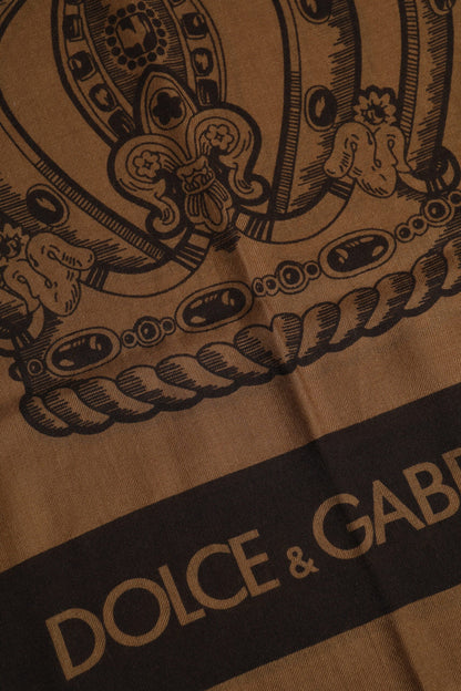 Dolce & Gabbana Brown DG Crown Neck Warmer Men Foulard Scarf