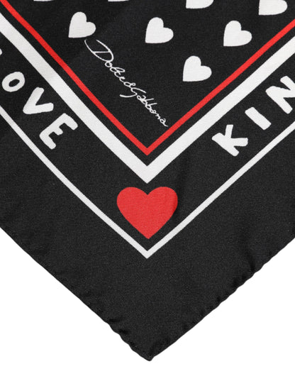 Dolce & Gabbana Black Printed Silk Square Men Foulard Scarf