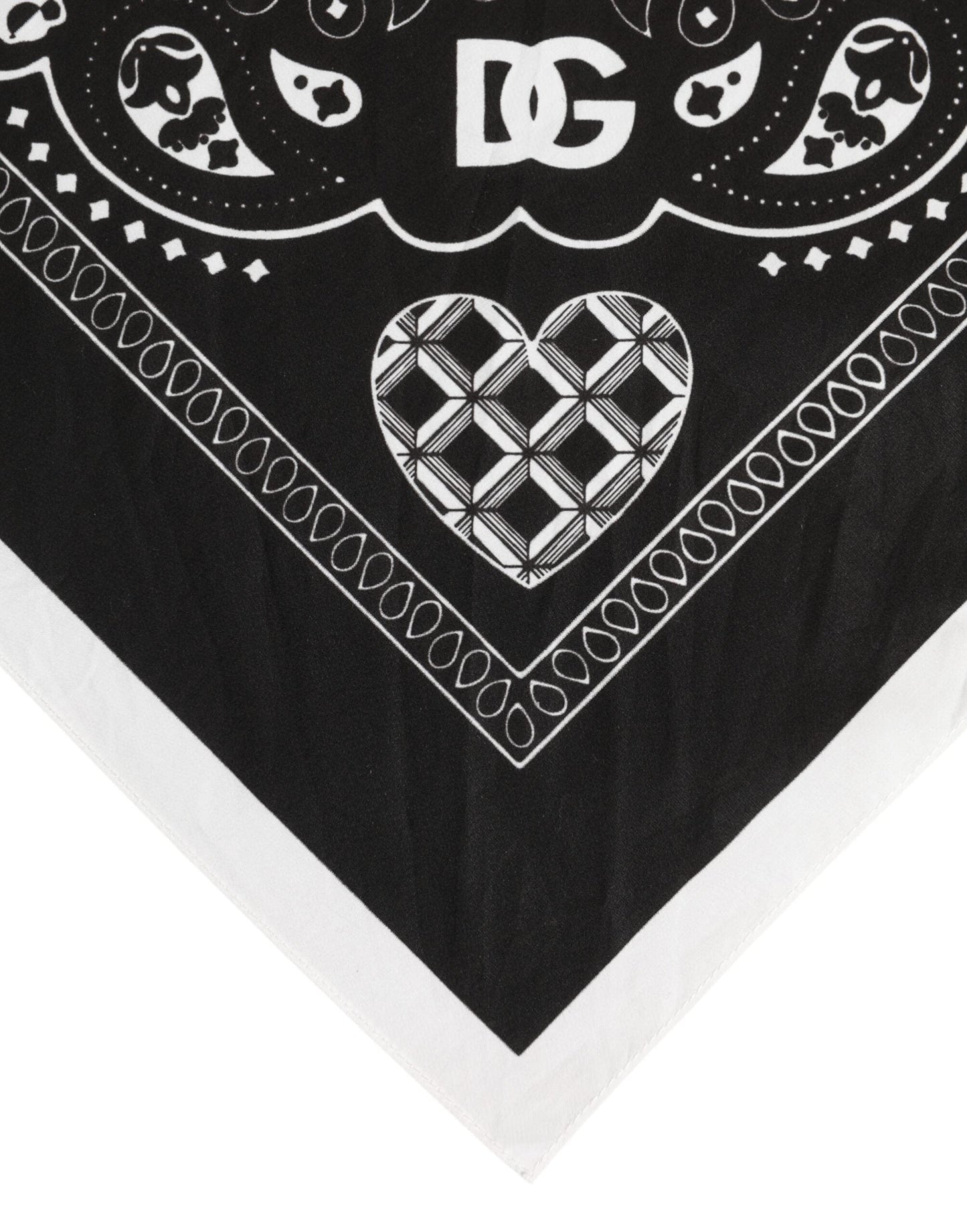 Dolce & Gabbana Black White Bandana Square Men Foulard Scarf