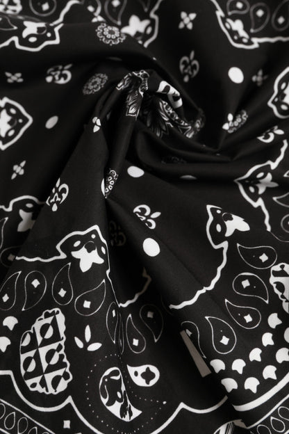 Dolce & Gabbana Black White Bandana Square Men Foulard Scarf