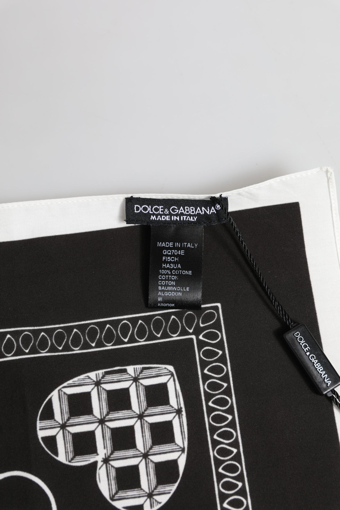 Dolce & Gabbana Black White Bandana Square Men Foulard Scarf