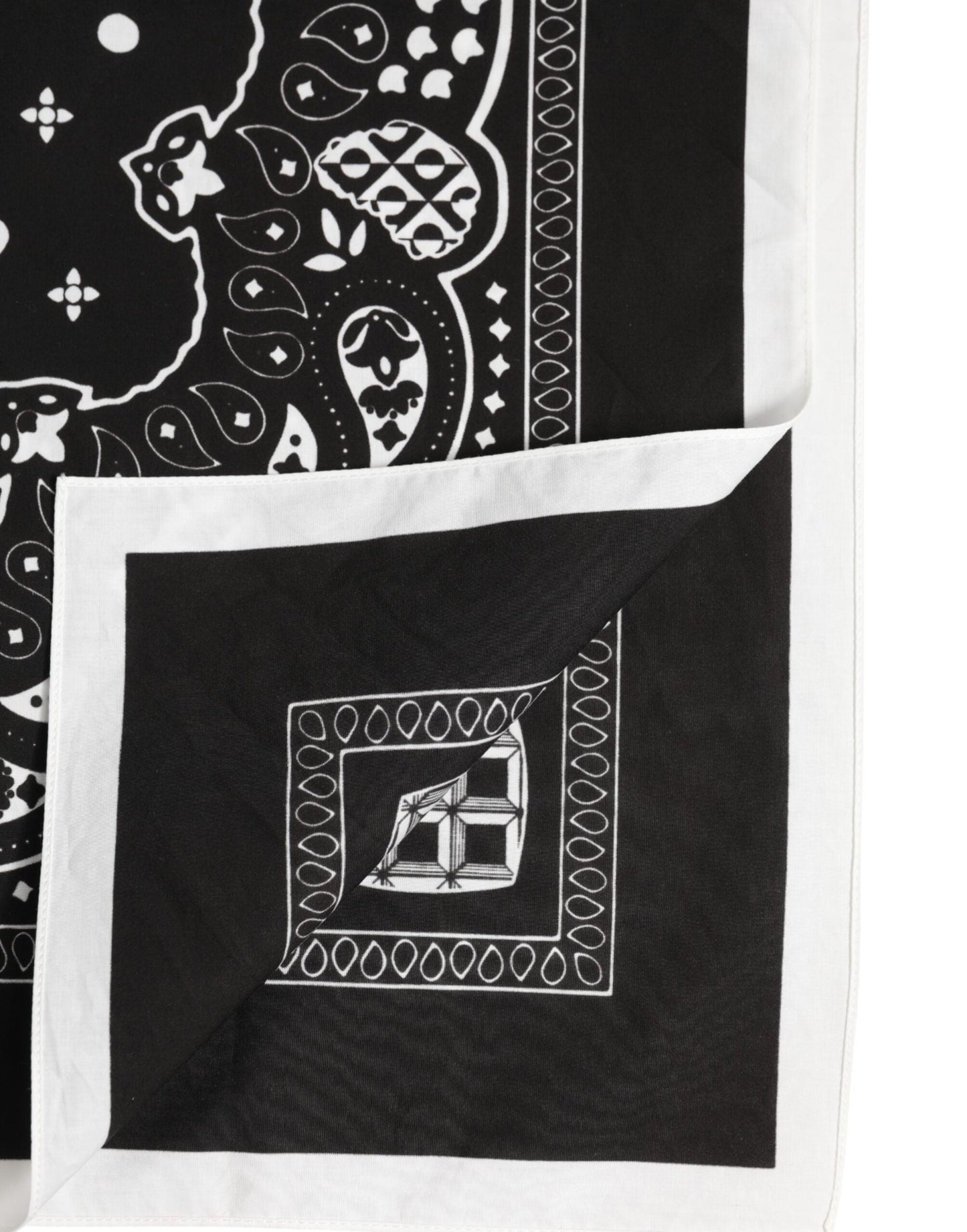 Dolce & Gabbana Black White Bandana Square Men Foulard Scarf