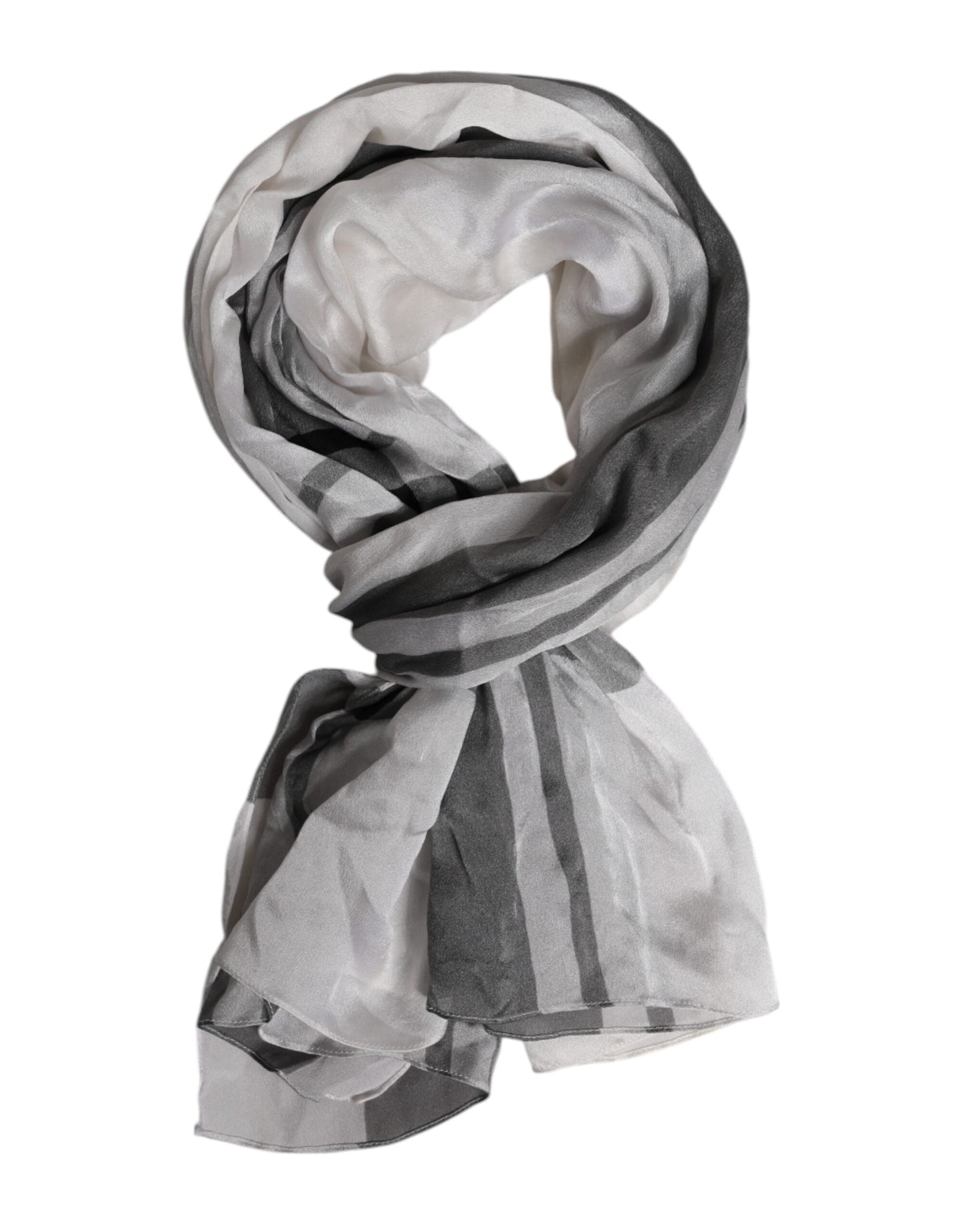 Dolce & Gabbana White Black Silk Warmer Wrap Foulard Scarf