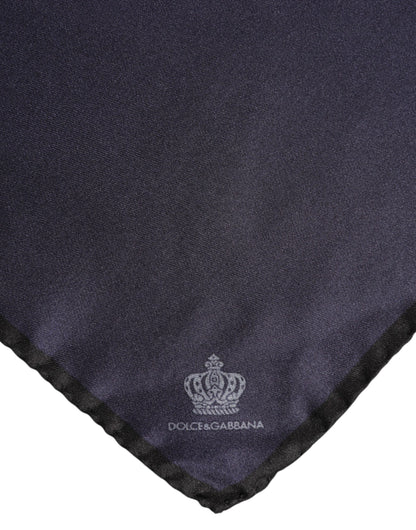 Dolce & Gabbana Blue DG Crown Silk Square Men Foulard Scarf