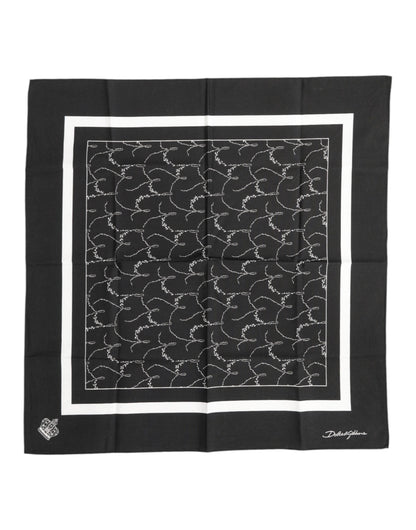 Dolce & Gabbana Black White Printed Square Men Foulard Scarf