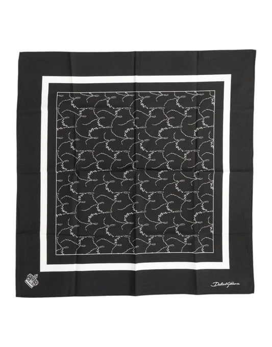 Dolce & Gabbana Black White Printed Square Men Foulard Scarf