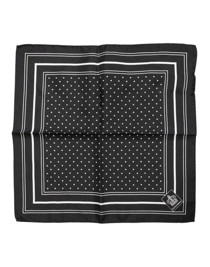 Dolce & Gabbana Black White Polka Dot Men Foulard Scarf