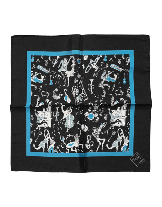 Dolce & Gabbana Black Jazz Club Silk Square Men Foulard Scarf
