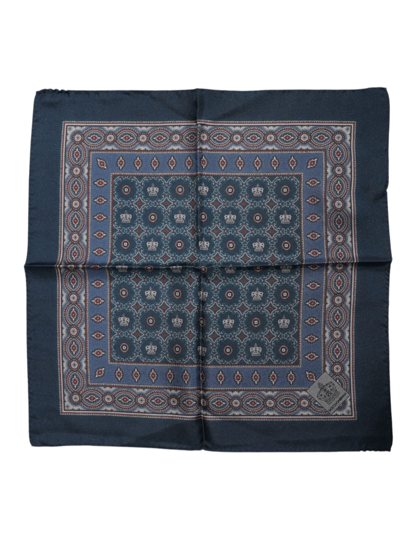 Dolce & Gabbana Blue Printed Silk Square Men Foulard Scarf