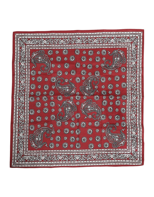 Dolce & Gabbana Red Floral Cotton Square Foulard Scarf