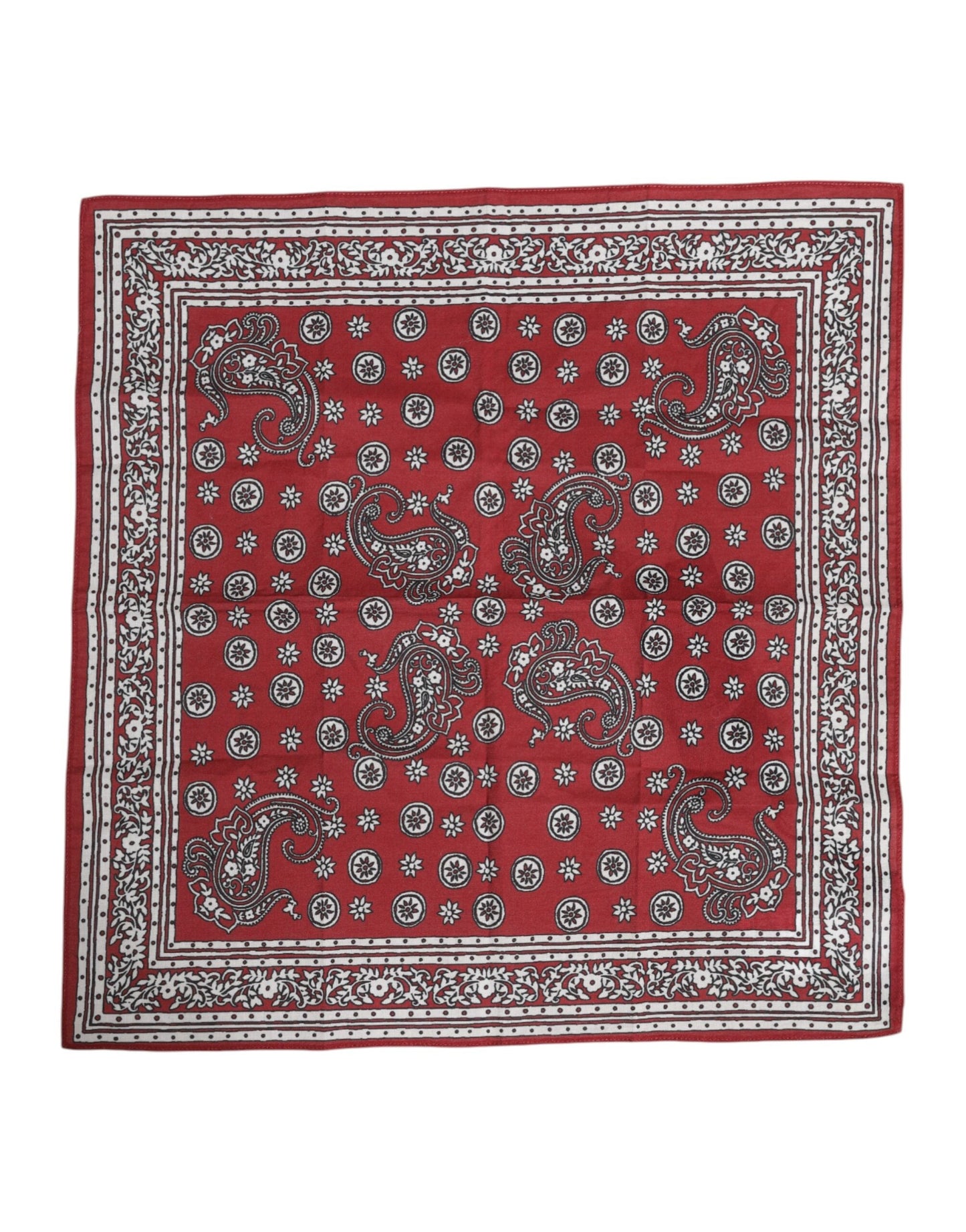 Dolce & Gabbana Red Floral Cotton Square Foulard Scarf