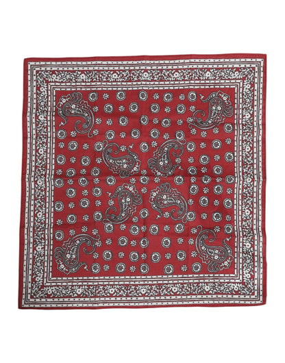 Dolce & Gabbana Red Floral Cotton Square Foulard Scarf
