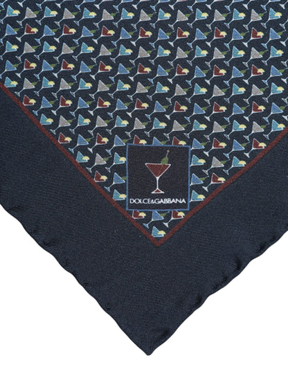 Dolce & Gabbana Blue Cocktail Silk Square Foulard Scarf