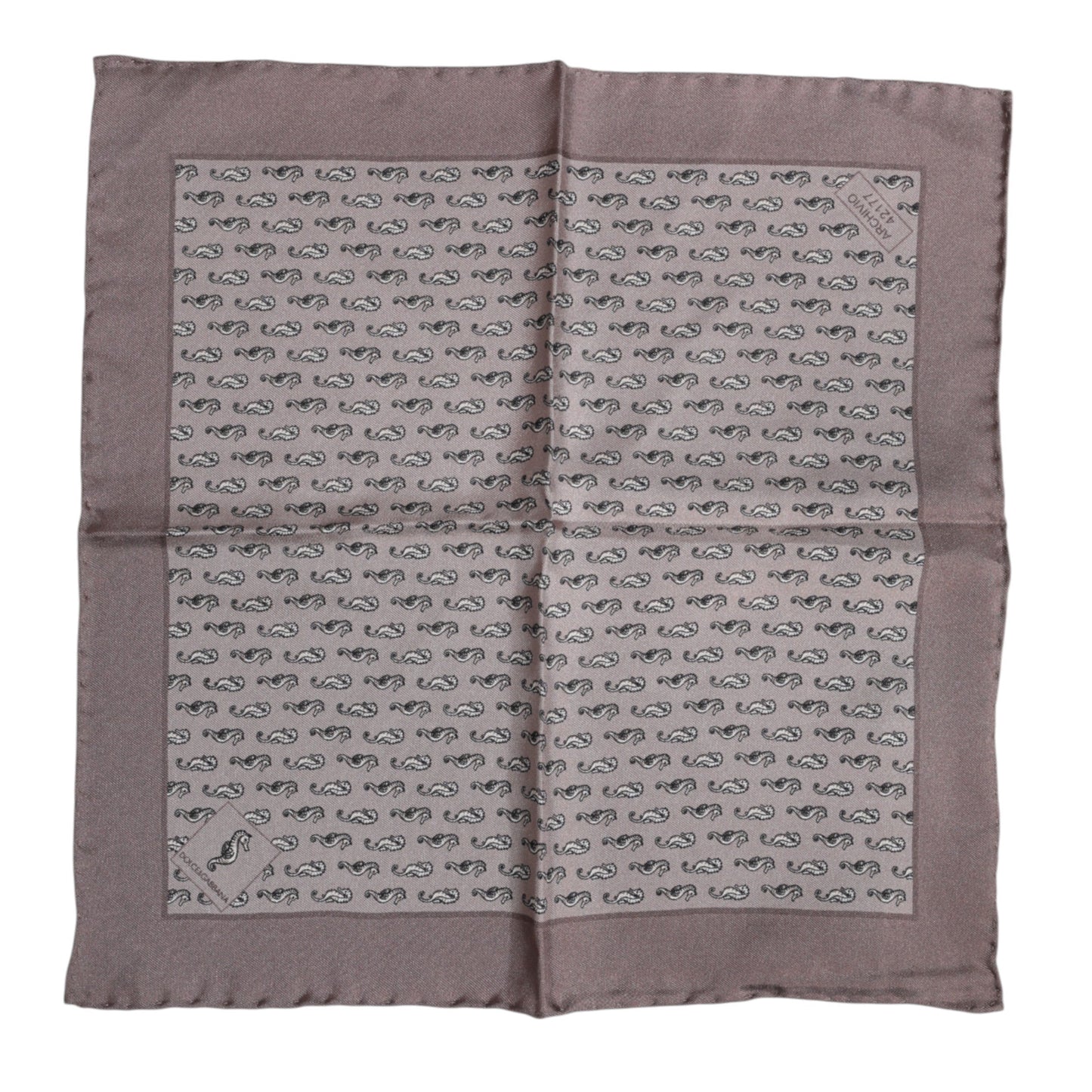 Dolce & Gabbana Brown Sea Horse Silk Square Foulard Scarf