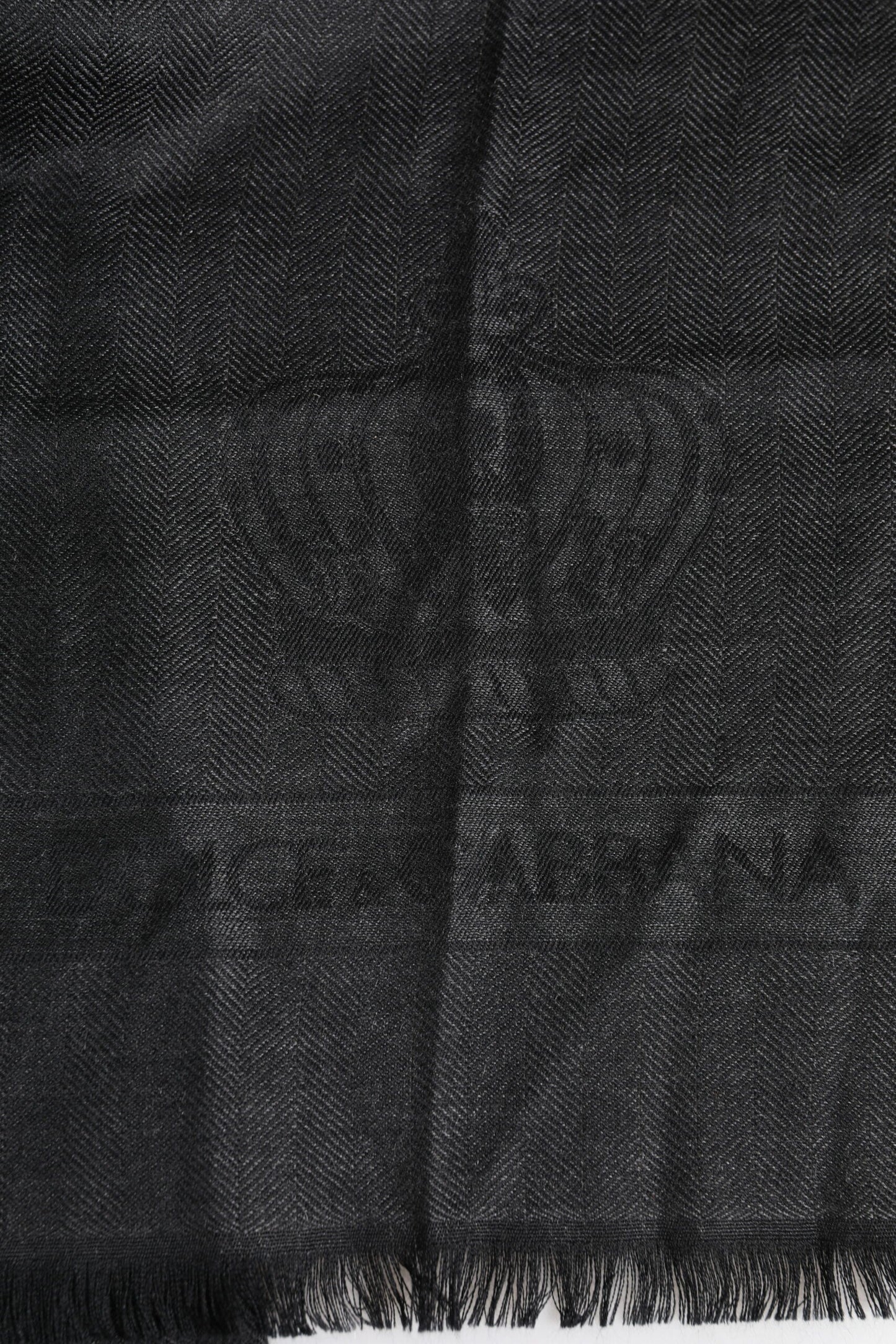 Dolce & Gabbana Dark Gray Cashmere Fringes Neck Warmer Scarf