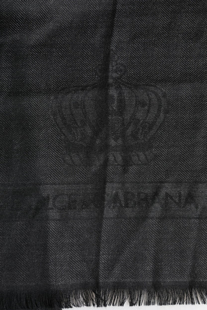 Dolce & Gabbana Dark Gray Cashmere Fringes Neck Warmer Scarf