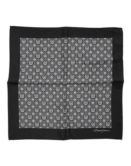 Dolce & Gabbana Black White Patterned Square Foulard Scarf