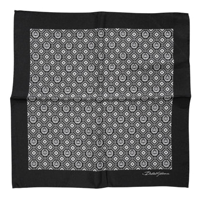 Dolce & Gabbana Black White Patterned Square Foulard Scarf