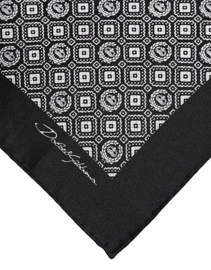 Dolce & Gabbana Black White Patterned Square Foulard Scarf