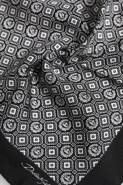 Dolce & Gabbana Black White Patterned Square Foulard Scarf
