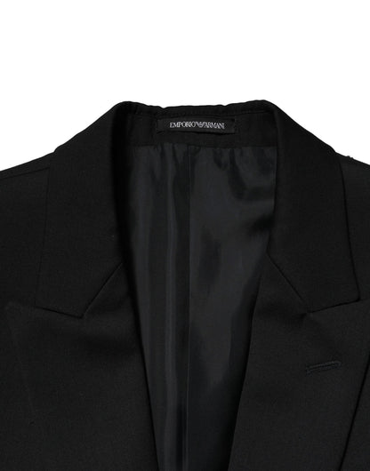 Emporio Armani Black Double Breasted Men Jacket Suit Blazer