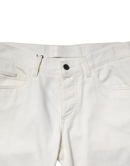 Dolce & Gabbana White Cotton Skinny Men Denim Jeans