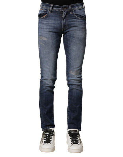 Dolce & Gabbana Blue Washed Cotton Slim Fit Men Denim Jeans