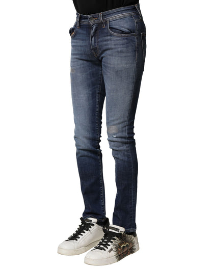 Dolce & Gabbana Blue Washed Cotton Slim Fit Men Denim Jeans
