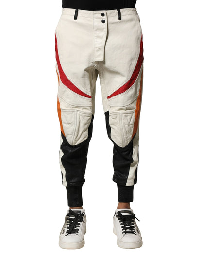 Dolce & Gabbana Multicolor Lambskin Tapered Men Pants