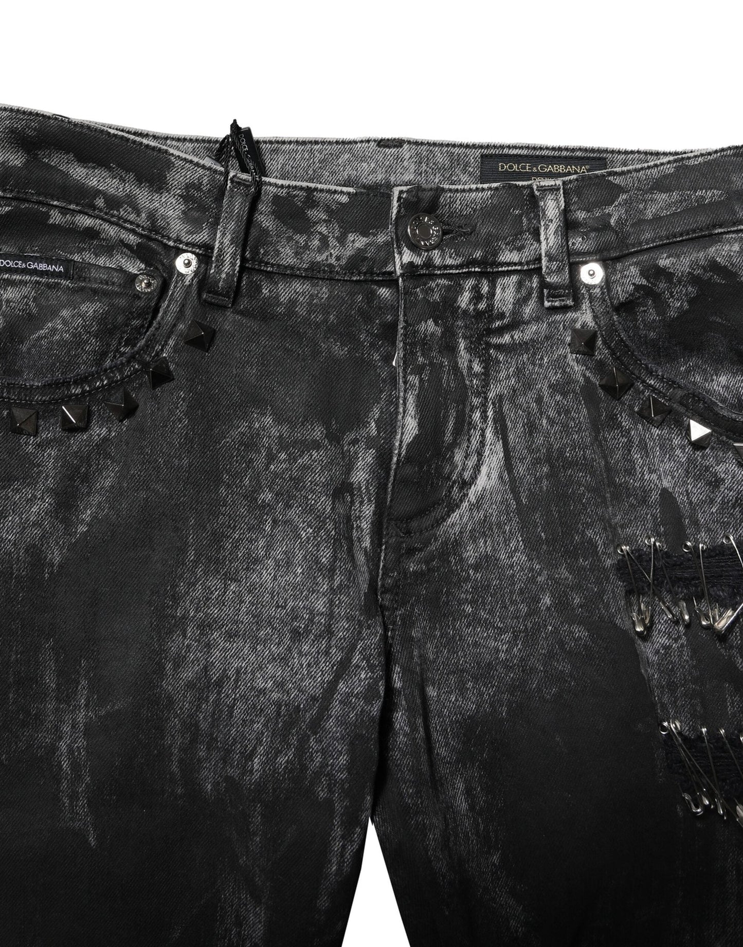 Dolce & Gabbana Black Washed Embellished Skinny Denim Jeans