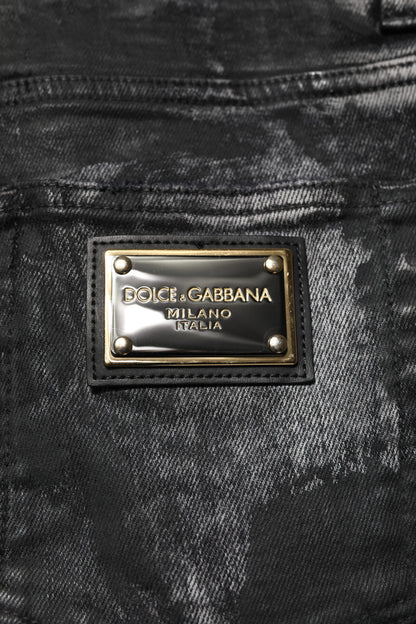 Dolce & Gabbana Black Washed Embellished Skinny Denim Jeans