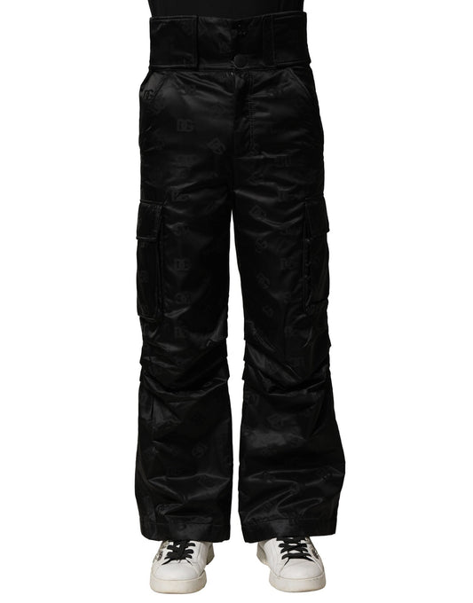 Dolce & Gabbana Black Nylon DG Logo Straight Pants