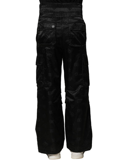 Dolce & Gabbana Black Nylon DG Logo Straight Pants
