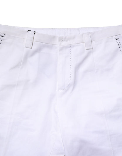 Dolce & Gabbana White Cotton Straight Logo Men Pants