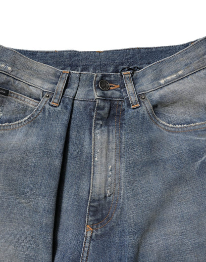 Dolce & Gabbana Blue Cotton Tattered Men Denim Jeans