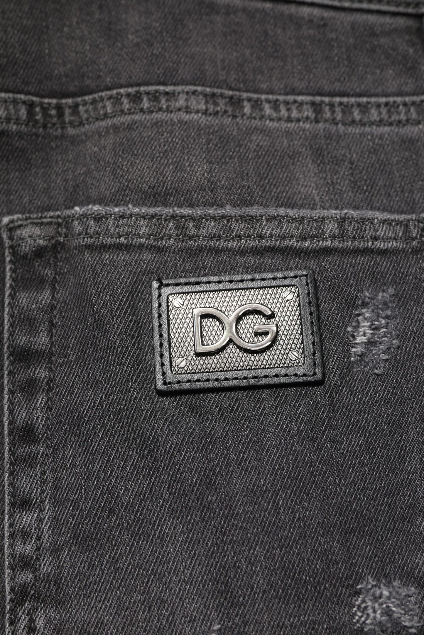 Dolce & Gabbana Black Washed Tattered Slim Fit Denim Jeans