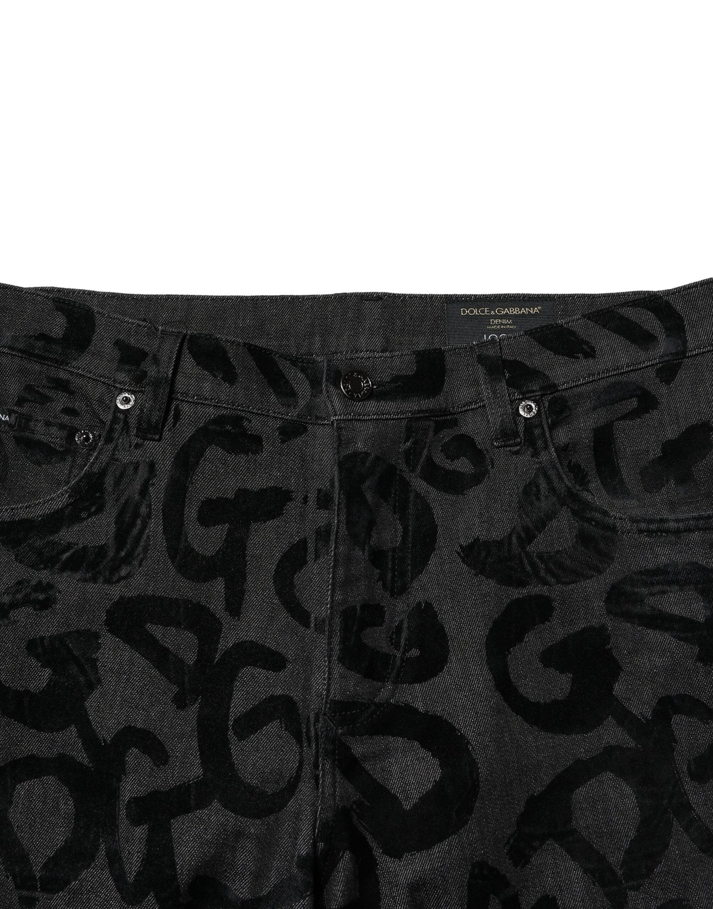 Dolce & Gabbana Gray Cotton DG Logo Straight Men Denim Jeans