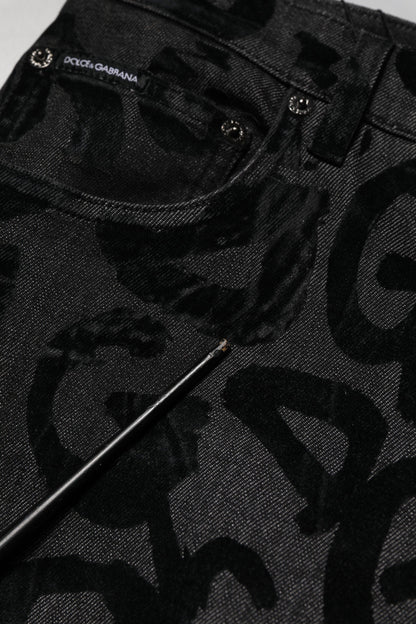 Dolce & Gabbana Gray Cotton DG Logo Straight Men Denim Jeans