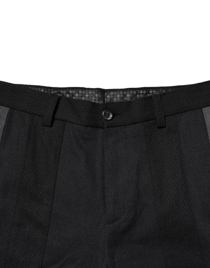 Dolce & Gabbana Black Gray Cotton Tapered Men Pants