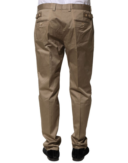 Dolce & Gabbana Brown Cotton Tapered Men Formal Pants