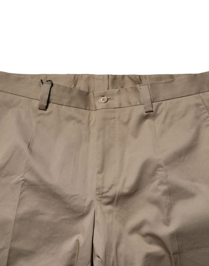 Dolce & Gabbana Brown Cotton Tapered Men Formal Pants