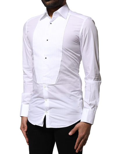 Dolce & Gabbana White GOLD Cotton Poplin Formal Dress Shirt