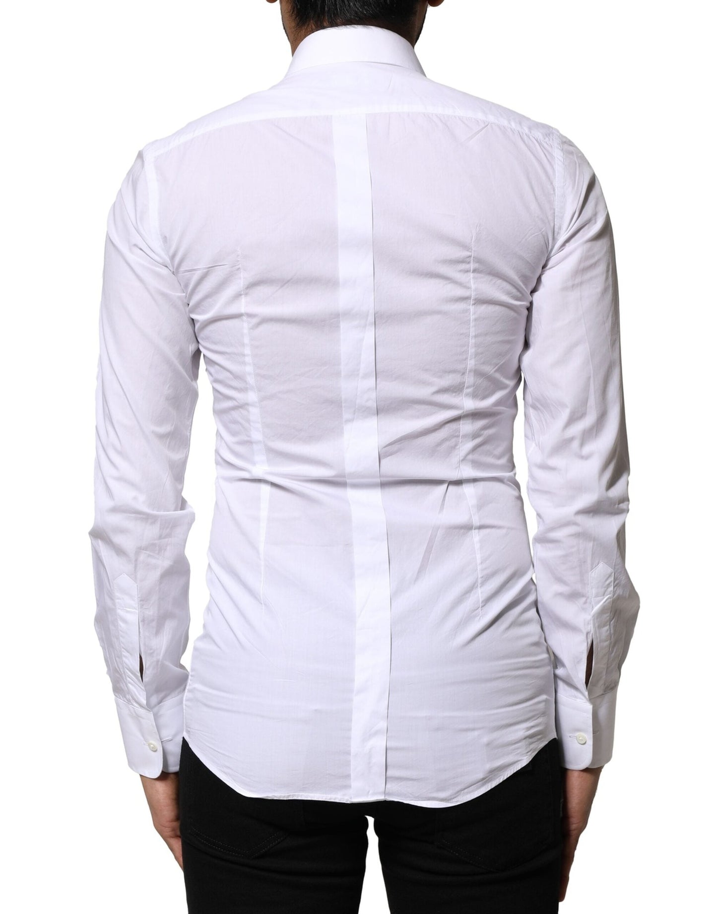Dolce & Gabbana White GOLD Cotton Poplin Formal Dress Shirt