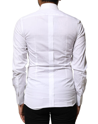 Dolce & Gabbana White GOLD Embroidery Detailed Dress Shirt