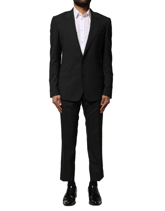 Dolce & Gabbana Black Wool 2 Piece Single Breasted Suit