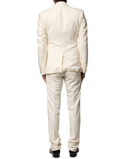 Dolce & Gabbana Ivory Wool 3 Piece Single Breasted Suit